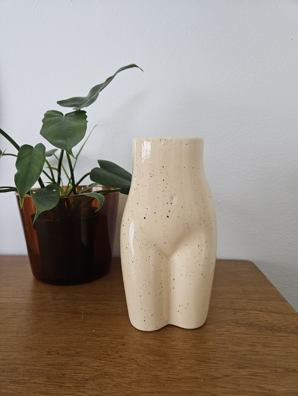 uo female form speckled nude ceramic boho hippie decor lady art planter vase